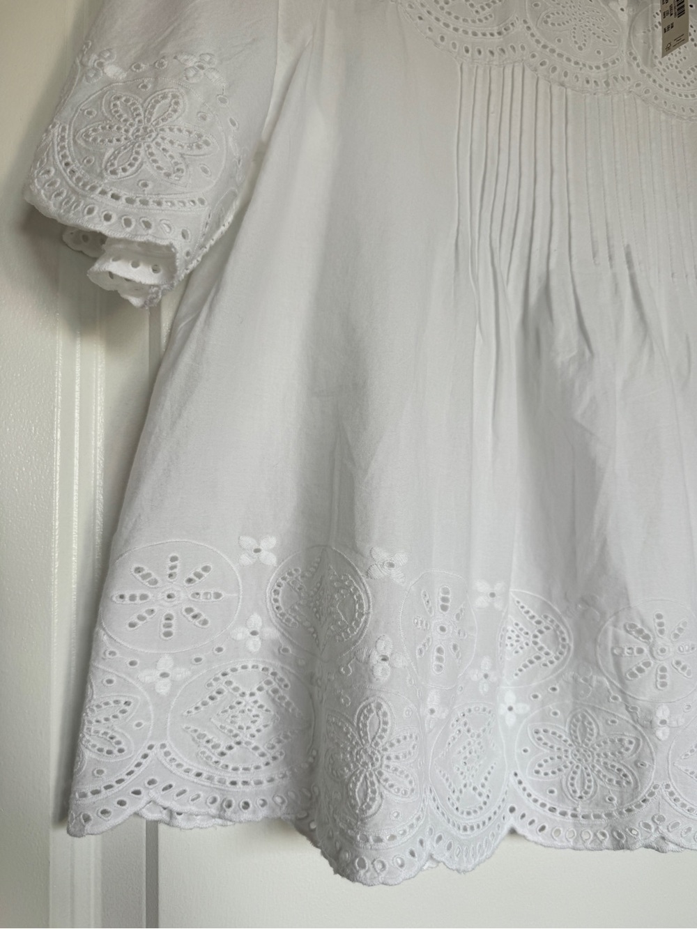 NWT MADEWELL Embroidered Pintuck High-Neck Top White Medium 100% Cotton NZ462 - Picture 5 of 15
